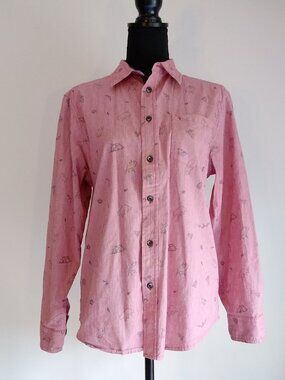 Wonder Nation Red Wilderness Print Long Sleeve Button Down Sz XL